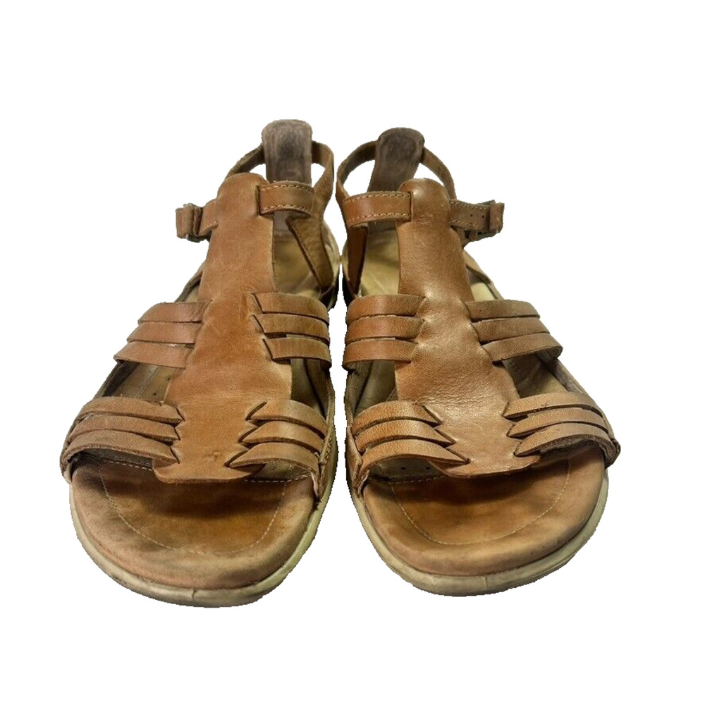 ECCO Sandals Women's Brown Flash T-Strap Leather US 10-10.5 Lightweight